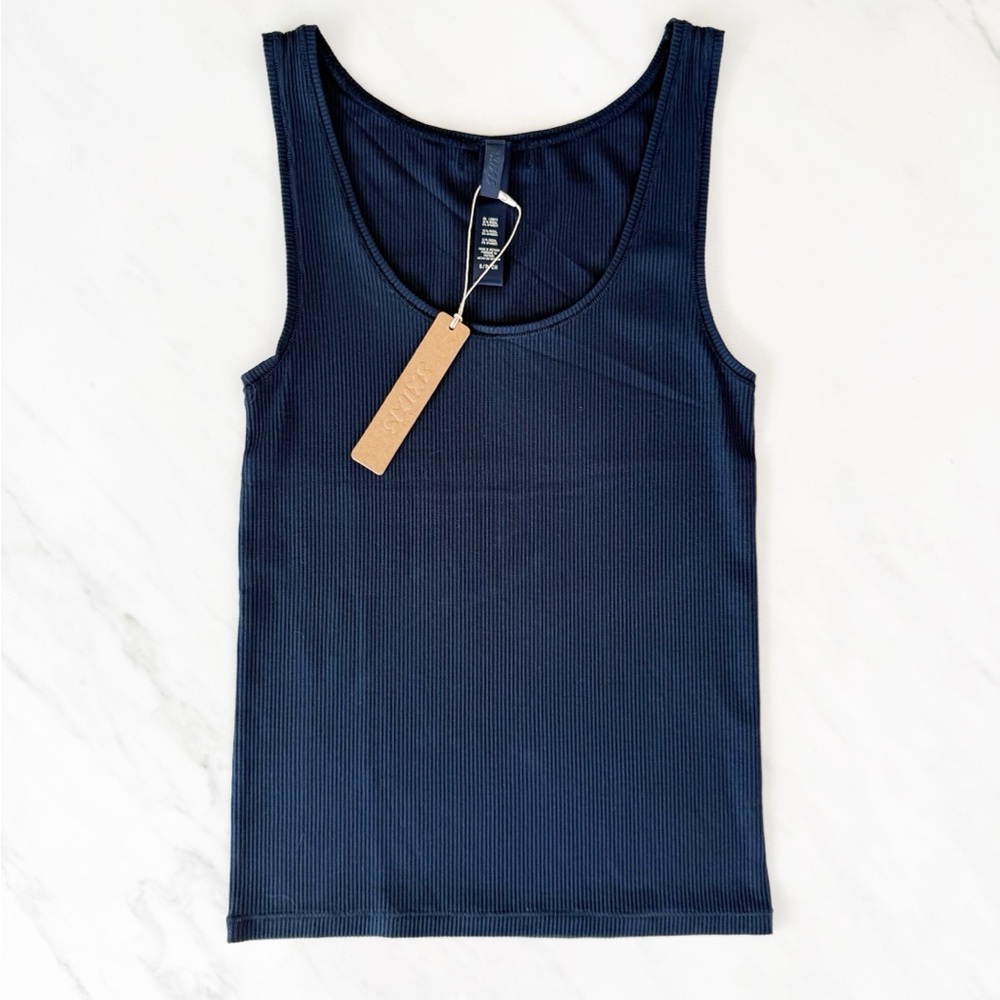NWT SKIMS Navy Soft Lounge Rib Tank